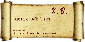 Kutlik Bálint névjegykártya