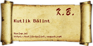 Kutlik Bálint névjegykártya